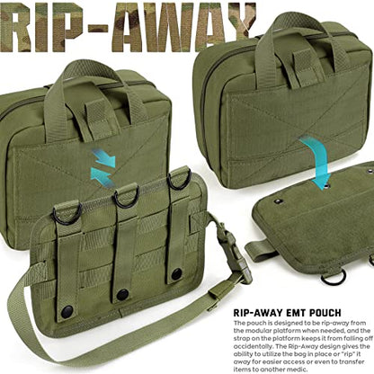 LIVANS Medical Bag, First Aid Bag Empty for Emergency & Trauma Kits - color: Army Green