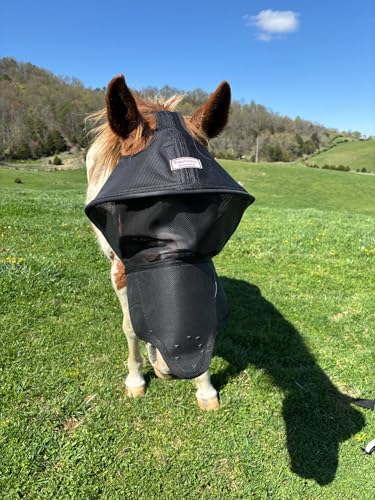 Solar Vizor Horse Fly Mask with Nose (Size X-Large), Innovative Design - 100% UV Eye Protection for Horses with Uveitis,Photosensitivity,Ulcer, Head Shaking, Protects from Flies, Insects,Dust, Debris. - size: X-LARGE