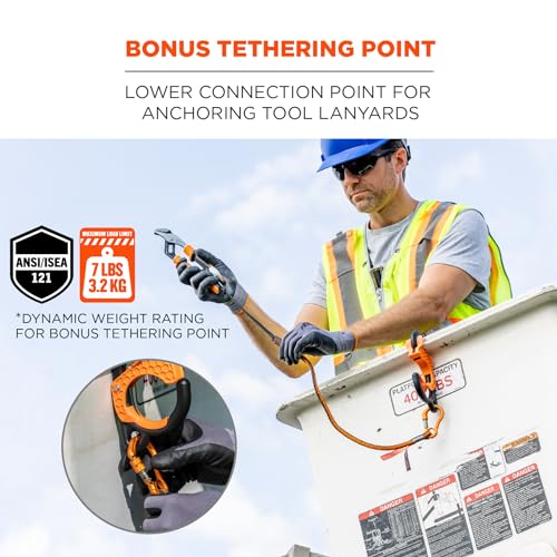 Ergodyne Squids 3178 Locking Aerial Bucket Hooks with Tethering Point, Fits 2" Lip, Attach Tool Bags or Aprons to Buckets - size: 2in (5.1cm)