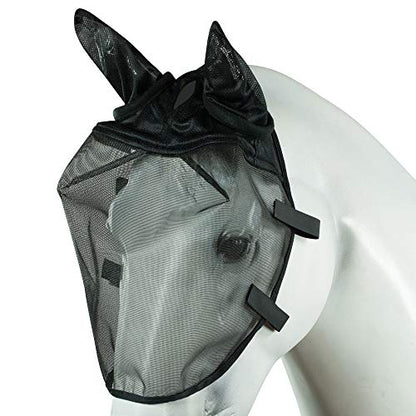 Horze Easy-Attach Bridle Insect and Fly Mask with Ear and Eye Protection - Black - L - size: L