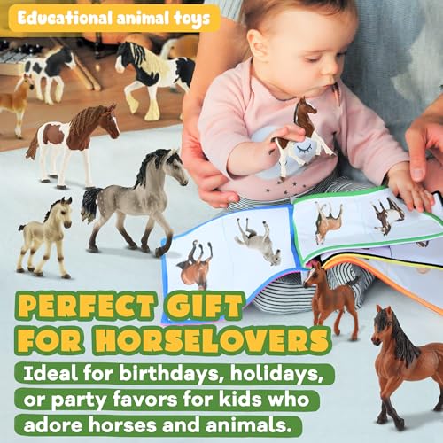 Zippytots 10PCS Horse Figurine Set Realistic Horse Figure Toys for Toddlers Educational Gift for Kids Perfect Party Favors Animal Figure Learning Toys - style: 10-PC Horse Figures Set