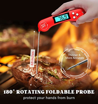 DOQAUS Digital Meat Thermometer, Instant Read Food Thermometer for Cooking - color: Light Red, size: 1 Pack (4.6 Inches Probe)