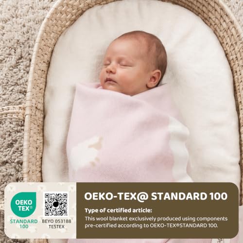 Luxe Merino Wool Cotton Baby Blanket Ultra-Soft, Temperature-Regulating Swaddle Blanket for Newborns, Receiving Blanket, and Nursery Throw 29.5" x 37.4", Machine Washable - color: Tender Touch_pink