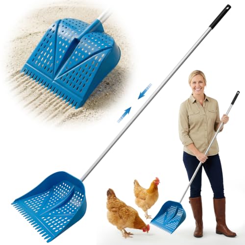 Thiswing Chicken Poop Scooper & Rake 2-in-1, Blue - color: Blue
