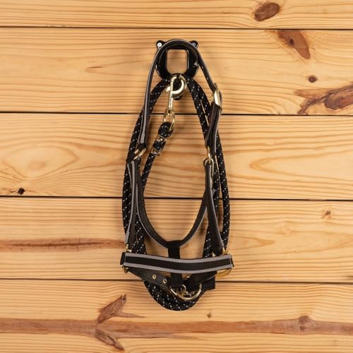 Schneiders Reflective Nylon 10" Lead Rope with Rubber Cap End | Enhanced Visibility & Durable Grip | Color Black