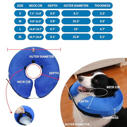 MCHY Inflatable Dog Cone,Adjustable Recovery Collar for Dogs After Surgery,Prevent from Biting & Scratching,Not Block Vision (Blue, M-Neck 10''- 14'') - color: Blue, size: M-Neck 10"- 14"