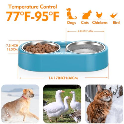 Heated Water Bowl for Dog & Cat, Outdoor Heated Dog Bowl Provides Drinkable Water & Food in Winter, Heated Pet Bowl for Outside, Smart Thermal-Dish for Rabbit, Chicken, Duck, Squirrel (110 OZ) - size: 110 OZ