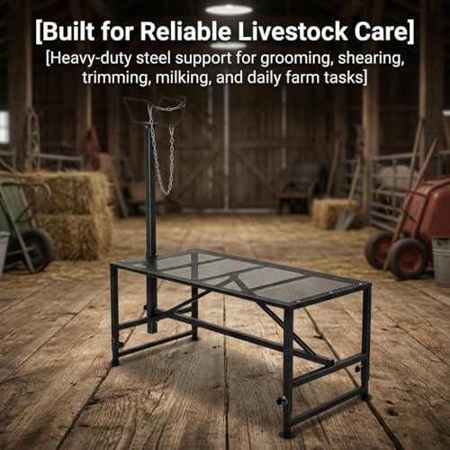 Heavy Duty Sheep Fitting Stand, Goat Milking Stand for Farms Barns and Livestock Care Areas, Adjustable Sheep Grooming Stand for Sheep and Other Livestock