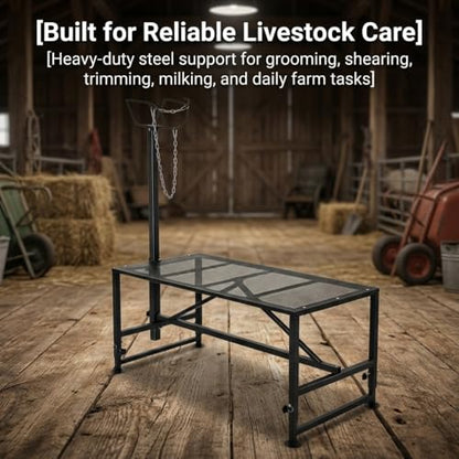 Heavy Duty Sheep Fitting Stand, Goat Milking Stand for Farms Barns and Livestock Care Areas, Adjustable Sheep Grooming Stand for Sheep and Other Livestock