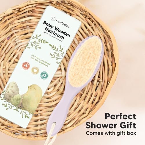 Wooden Baby Hair Brush for Toddler, Infant Cradle Cap (Thistle, Regular) - color: Thistle, size: Oval, Regular 7"
