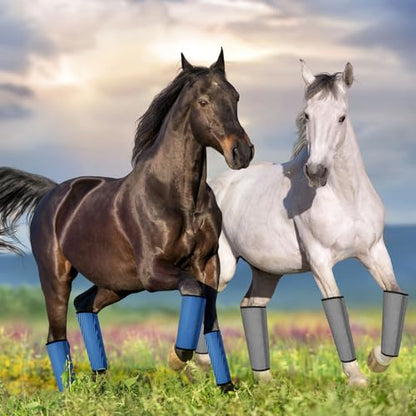 Jexine 8 Pcs Mesh Fly Boots for Horse - color: Dark Gray, Dark Blue