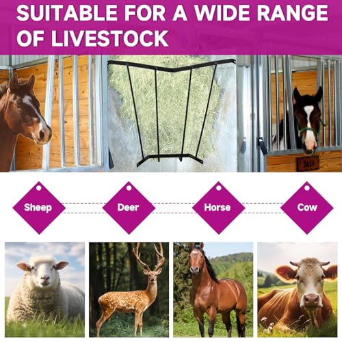 Corner Hay Rack, Wall Mounted 23.3 x 13.2 x 21.7In Hay Rack for Farm Indoor and Outdoor Use, Carbon Steel Hay Feeder Blanket Holder for Horses and Goats