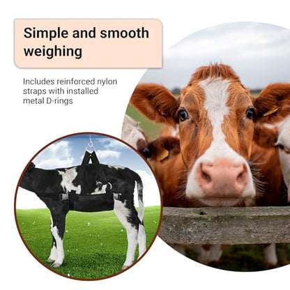 Calf Sling for Weighing 30"x25" up to 400 LB - Heavy-Duty 1800D Livestock Weighing Sling for Newborn Calf, Lamb, Goat, Alpaca, Pig, Dog - Hoof Trimming, Hanging Scale & Recovery Support (Large)