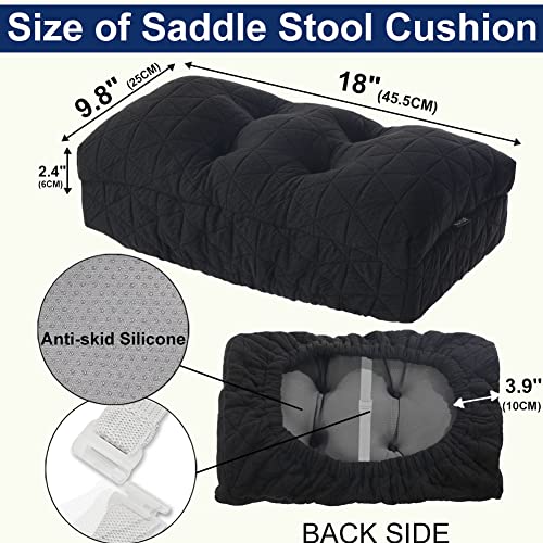 BUYUE Saddle Stool Seat Cushion, Luxury Triangle Fashion Jacquard with Anti-Skid Silicone Bar Stool Cushion Padded (Black, Rectangular,1 Count) - color: Black, style: Saddle