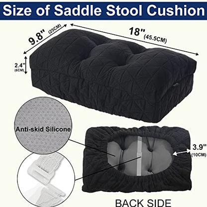 BUYUE Saddle Stool Seat Cushion, Luxury Triangle Fashion Jacquard with Anti-Skid Silicone Bar Stool Cushion Padded (Black, Rectangular,1 Count) - color: Black, style: Saddle