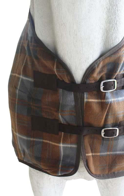 Challenger Horse Polar Fleece Cooler Exercise Blanket Wicks Moisture Winter Liner 43EE12 - color: Rust Plaid, size: 72 inches