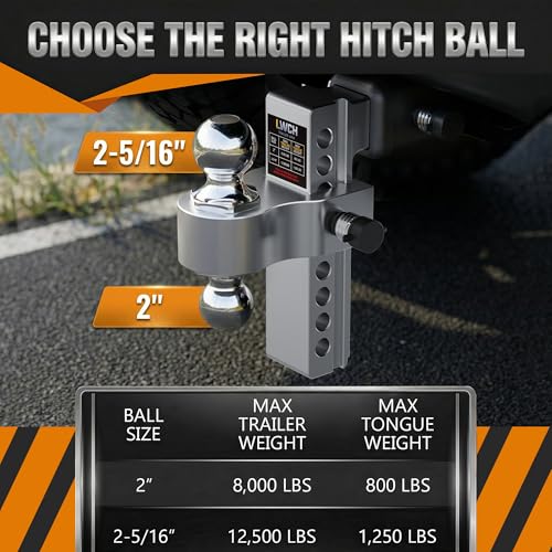 Adjustable Trailer Hitch for 2 Inch Receiver, 8 Inch Drop/Rise