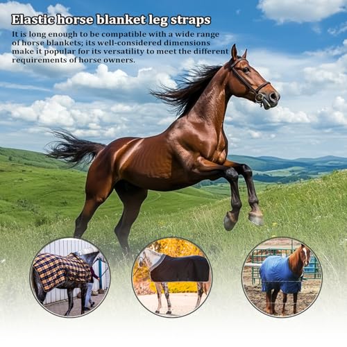 5 Pack Horse Blanket Straps Adjustable Elastic Tail Strap, Stretch Horse Rug Tail Strap with Double Ended Clips