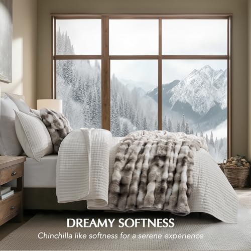EverGrace Faux Rabbit Fur Bubble Throw Blanket, 50"x60", Light Grey - color: Marble Grey, size: 50"x60"