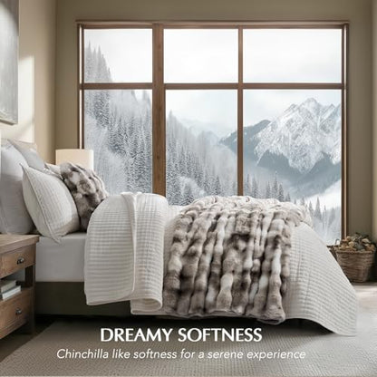 EverGrace Faux Rabbit Fur Bubble Throw Blanket, 60"x80", Light Grey - color: Marble Grey, size: 60"x80"