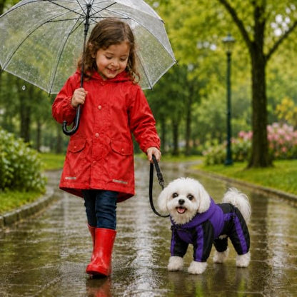 Lovelonglong Dog Hooded Raincoat, Small Dog Rain Jacket Poncho Waterproof Clothes with Hood Breathable 4 Feet Four Legs Rain Coats for Small Medium Large Pet Dogs Purple XS - color: Purple, size: XS (Small Dog ~5lbs)