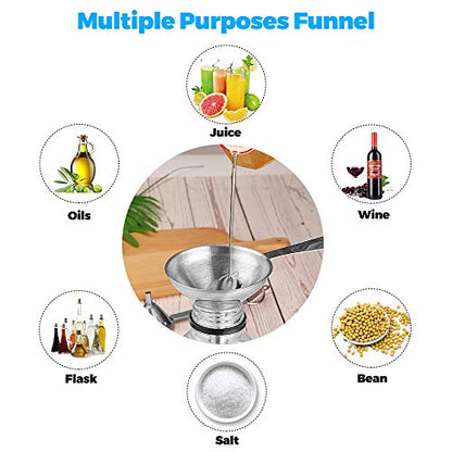 Small Funnels for Filling Bottles, 3 Pcs Stainless Steel Kitchen Funnel Set, Food Grade Mini Metal Funnel for Transferring Essential Oils, Liquid, Fluid, Dry Ingredients & Powder, Durable and Dishwash - size: 3 Pack (2.95" + 2.16" + 1.77")