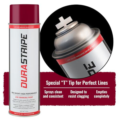 Athletic Field Marking Paint – Case of 12 T-Tip Spray Cans, 18 oz Each – Bright, Durable Field Striping Paint. Several colors to choose from. (Burgundy) - color: Burgundy