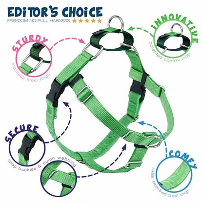 2 Hounds Design Freedom No Pull Dog Harness and Leash, 1" MD, Neon Green - color: Neon Green, size: 1" MD (Chest 24" - 28")