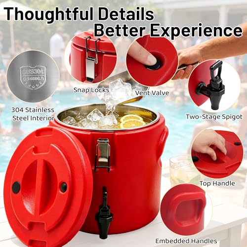 4Gal Insulated Beverage Dispenser Heavy Duty Stainless Steel Coffee Carrier with Spigot and Handle, Commercial Thermal Container for Hot & Cold Drinks, Juice, Iced Tea, Milk,Catering Party Camping - size: 4 Gallon