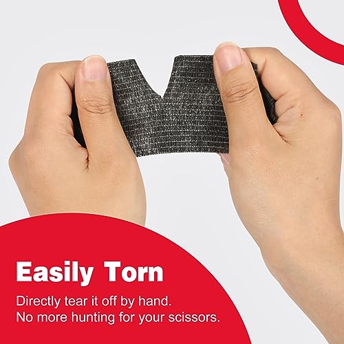 AZEN 8 Pack Self Adhesive Bandage Wrap, 2" X 5 Yards Elastic Cohesive Bandage Wrap, Black Athletic Tape, Vet Wrap, Ankle Tape, Tattoo Grip Tape Wrap - color: Black