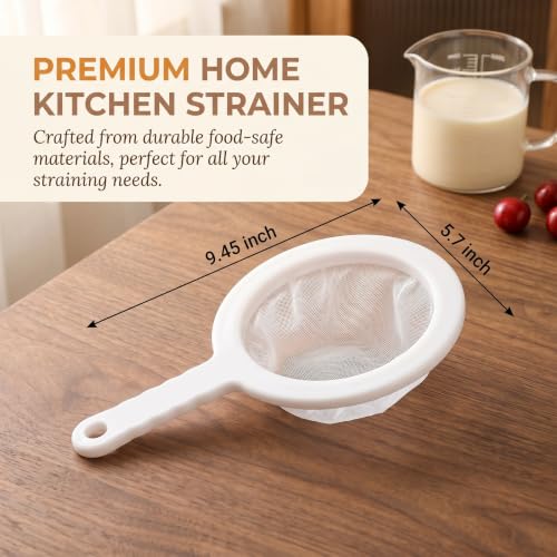 2 Pcs 9 Inch Ultra Fine Mesh Strainer,Plastic Juice Colander for Kefir Grains Greek Yogurt Kombucha Cold Brew Coffee