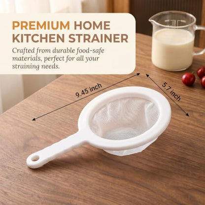2 Pcs 9 Inch Ultra Fine Mesh Strainer,Plastic Juice Colander for Kefir Grains Greek Yogurt Kombucha Cold Brew Coffee