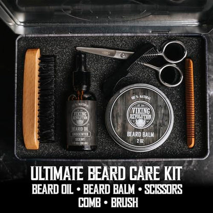 Viking Revolution Ultimate Beard Kit - Classic, 5 Pcs with Metal Box - size: 5 Piece Set