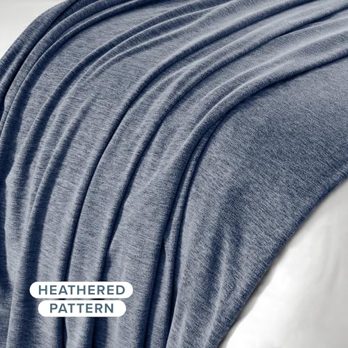 Bare Home Polar Fleece Blanket (Throw, Heather Dark Blue) - color: 02 - Heathered Dark Blue, size: Throw