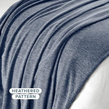 Bare Home Polar Fleece Blanket (Throw, Heather Dark Blue) - color: 02 - Heathered Dark Blue, size: Throw