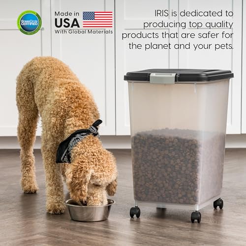 IRIS USA Dog Food Storage Container, 2-Pack, Up to 54 lbs, Black - color: Black, size: 54 lbs - 2 Pack