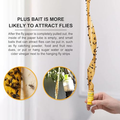 Outdoor Fly Trap Indoor Hanging 24pk, Sticky Fly Strips Tape Paper for Home - size: 24 pack