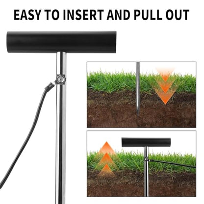 24in Ground Rod, Alligator Clip Lead Wire for Solar Fence Charger & Generator - size: 24