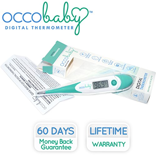 OCCObaby Clinical Digital Baby Thermometer - LCD, Flexible Tip, 10 Second Quick Accurate Fever Read Rectal Oral & Underarm Use - Waterproof Thermometer for Infants & Toddlers