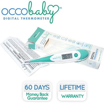 OCCObaby Clinical Digital Baby Thermometer - LCD, Flexible Tip, 10 Second Quick Accurate Fever Read Rectal Oral & Underarm Use - Waterproof Thermometer for Infants & Toddlers