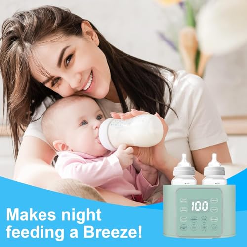Baby Bottle Warmer 9-in-1 Multifuntion Breast Milk Warmer, Fast Baby Food Heater and Defrost Warmer with Timer for Twins, LCD Display Accurate Temperature Adjustment, 24H Constant Mode-Green - color: Light Green