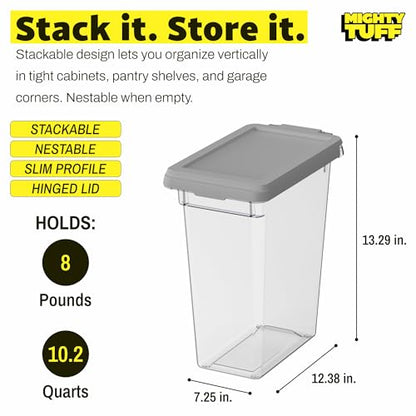 Mighty Tuff 8 lb Pet Food Storage Container with Airtight Lid, Clear