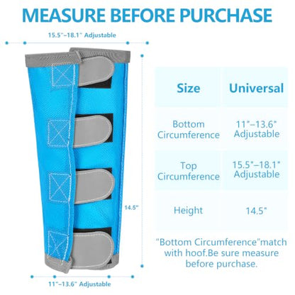 Fly Boots for Horses Set of 4 with Reflective Vercros, Loose Fitting Mesh Horse Fly Boots Leggings, Adjustable Equine Leg Wraps & Socks, Stay Up Not Sag, No Rub - color: Sky Blue