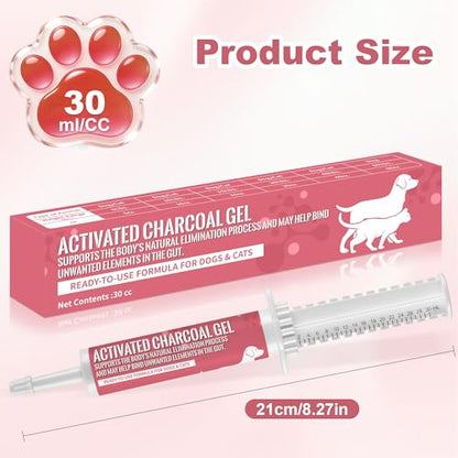 Activated Charcoal for Dogs and Cats - Supports Digestive Comfort Anti-Diarrheal, Toxin Absorber for Pet Emergency, Puppy & Pet Poisoning Kit, 30 ml