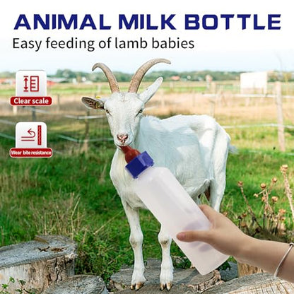 2PCS 500ml Calf Nursing Feeder Bottle with Rubber Nipple Milk Feeder Feeding Bottles,Farm Goat Calf Sheep Milk Feeder Livestock Tools (500ml 2pcs) - size: 1 Count (Pack of 2)