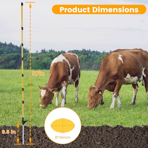 10 PCS Electric Fence Posts, 3/8" x 57" Step in Fence Post - size: 57Inch-10PCS