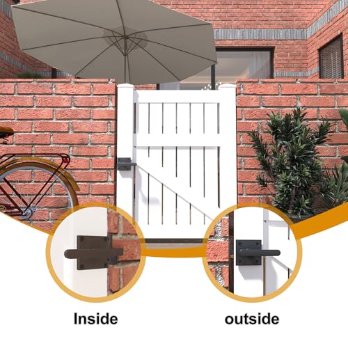 Sdstone Double Side Gate Latch,Heavy Duty Swinging Door Latch Gate Hardware for Wooden Fence,Gate Hardware for Left Inswing Outdoor Wooden Gates, Pool Gate, Backyard, Garden - style: GL-1 left inswing gate