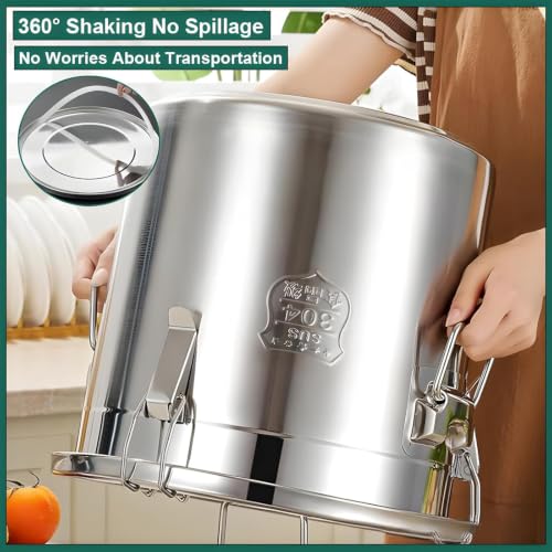 1.6Gal 304 Stainless Steel Bucket with Lid, Airtight Food Storage Container - size: Standard 6L/1.6gal
