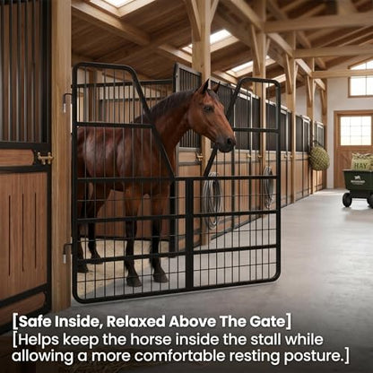 Thick Steel Livestock Gate, Stall Guards for Horses with Ventilated Double Grid and Secure Quick Release Latch, Horse Stall Gate for Horse Farm, Ranch and Pen - size: Three-layer Floor 52 x 42 inch