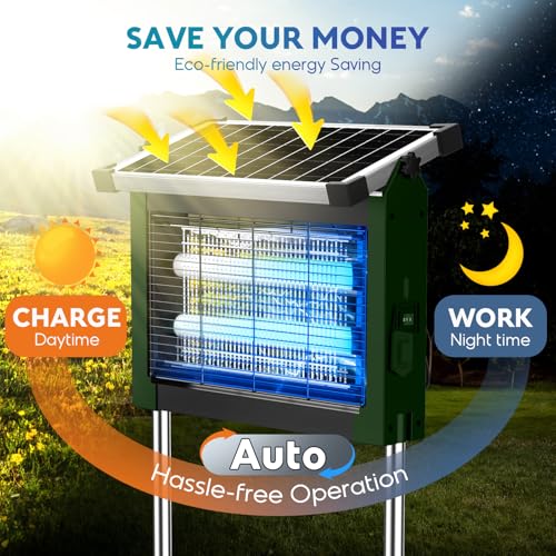 PhatroyYee Solar Bug Zapper Outdoor, Waterproof Mosquito Fly Zapper 4500V - color: Army Green